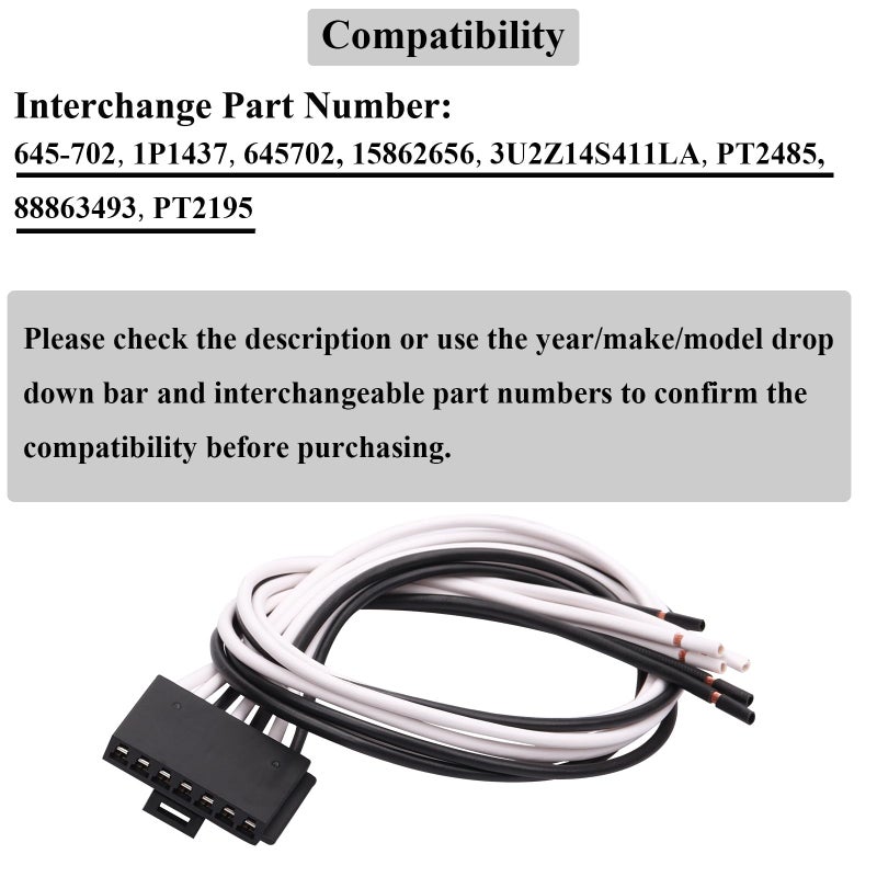 HOPUT 645-702 84645 7-Wire Pigtail Blower Motor Resistor Connector, PT2195 pt2485 Blower Motor Resistor Pigtail - Image 3